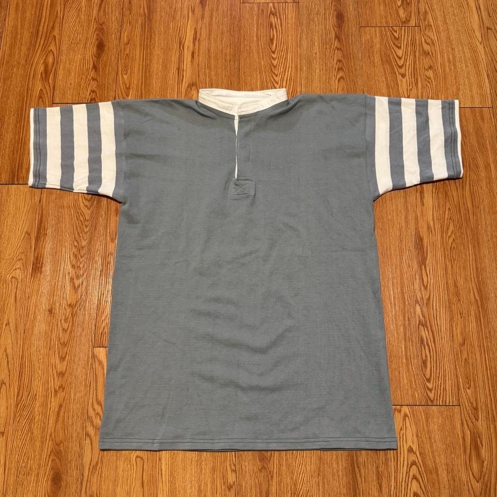 Halbro Rugby Imports Men's Shirt Fits XL Short Sleeve Gray Striped Heavyweight